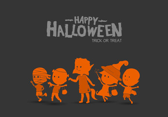 Halloween silhouette flat style design illustration for greeting card, invitation, poster, banner and celebration event