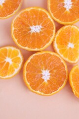 Naklejka na ściany i meble Top view of Fresh Orange slice Background.