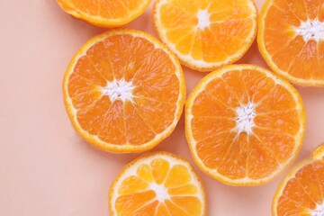 Top view fresh Orange slice Background.