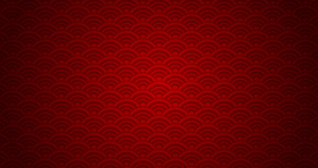 Chinese new year. Vector red abstract design. Japanese traditional background with waves