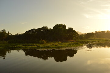 Sunset over the Nicaraguan lakes outside of Léon in Central America