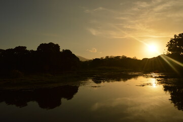 Sunset over the Nicaraguan lakes outside of Léon in Central America