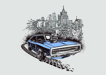 car city art t-shirt moving 
