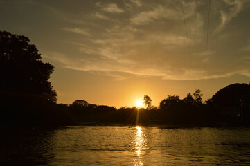 Sunset over the Nicaraguan lakes outside of Léon in Central America