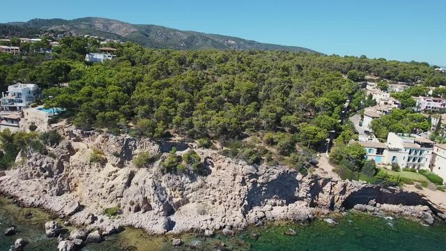 Stunning view of the coastline in the south of Mallorca in summer - Illetas - Balearic Islands - Mediterranean Sea
