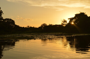 Sunset over the Nicaraguan lakes outside of Léon in Central America