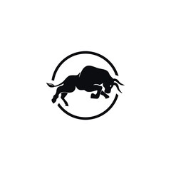 black bull Logo Design concept in inside circle