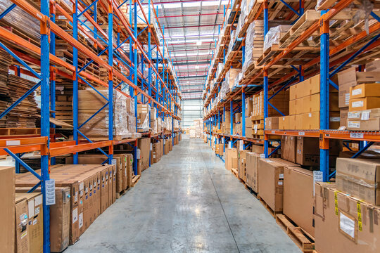 Interior of logistics warehouse