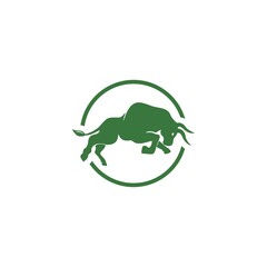 Green Bull Logo Design concept in circle