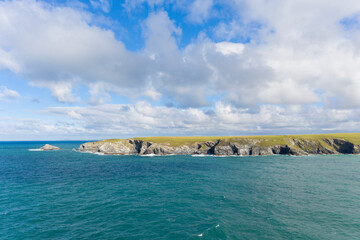 Aerial photograph of Holywell Beach nr Newquay, Cornwall, England.