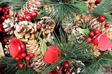 christmas card with christmas tree and decorations