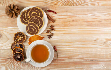 Spice Cinnamon Cookie with Chocolate and Nuts Filling