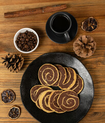 Spice Cinnamon Cookie with Chocolate and Nuts Filling