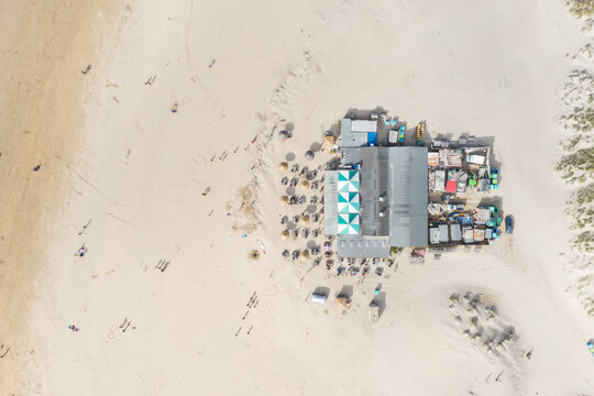 Aerial photograph of Perranporth Beach nr Newquay, Cornwall, England.
