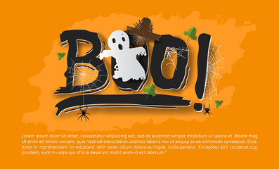Boo Halloween design can be use for poster, greeting card, invitation, and celebration party with ghost element