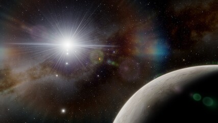 science fiction landscape abstract alien planets and space background 3d render