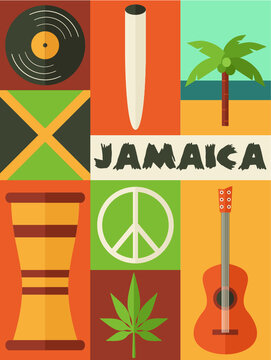 jamaica illustration symbols vector illustration