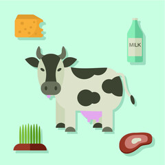 cow milk symbols vector icons flat