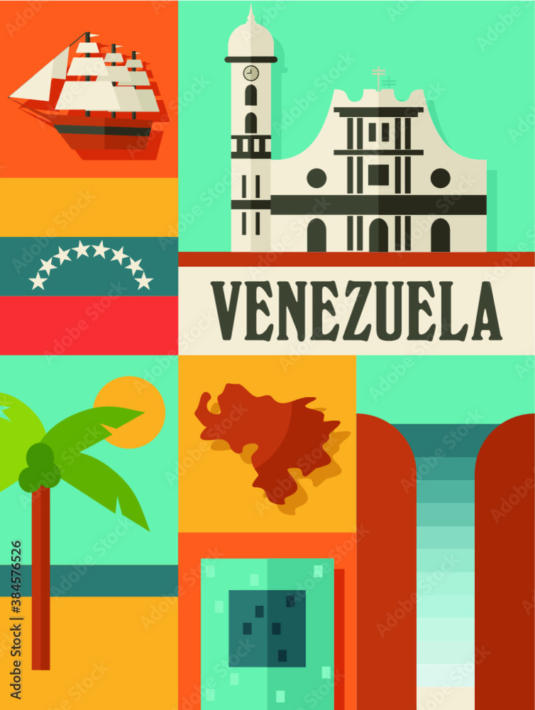 Wall mural venezuela illustrations vector icons flat