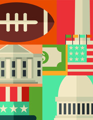 Naklejka premium washington symbols vector icons flat