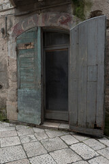 panoramic view of Sant'Agata de Goti, a small town in the province of Benevento. View of the cliff. View of the houses of the old town.