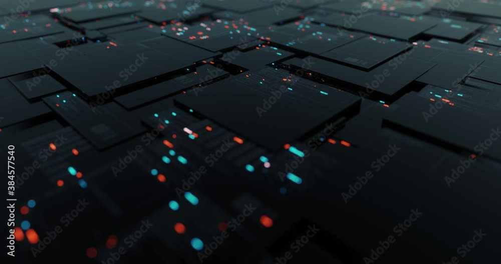 Aufkleber HUD Digital Data Number, Code motion graphic. Abstract source code decoding data source and database server. Statistics multi monitor display. 3D render, 4K seamless loop