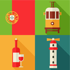 flat vector Portugal icons