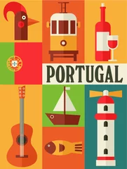 Fotobehang flat vector Portugal symbols © Станислав Новоселов