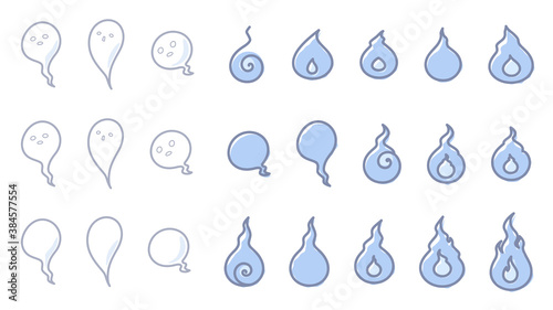 手書き風の魂のイラスト素材セット アイコン 抜けた魂 Wall Mural ふわぷか