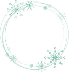 Winter, Christmas frame with snowflakes in green. Suitable for the design of postcards, photos, flyers, banners.