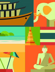 Obraz premium flat vector thailand icon set