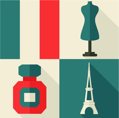 stock vector france icon set background