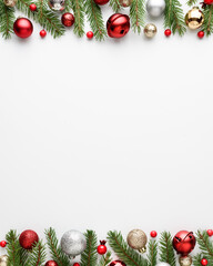 Christmas card with festive decor on white background