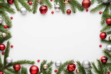 Fototapeta na wymiar Christmas frame on white background