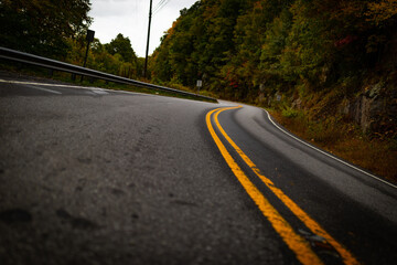 Tilted shot of a mountain road from low point of view