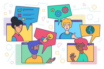 Video conference people online meeting and chat