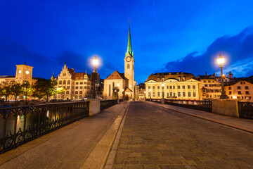 Fototapeta premium Fraumunster Church in Zurich, Switzerland