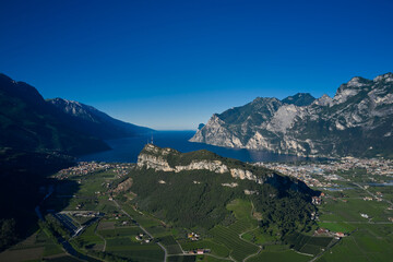 View of the beautiful Lake Garda .Riva del Garda town and Garda lake in the summer time Italy.