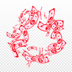 British pound notes falling. Messy GBP bills on tr