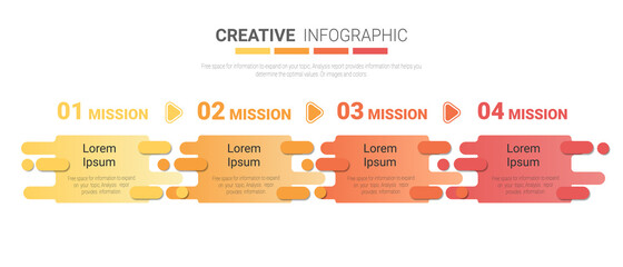 Abstract infographics number options template with steps, with 4 label. Can be used for workflow layout, diagram, business step options, banner, web design. Vector eps 10.