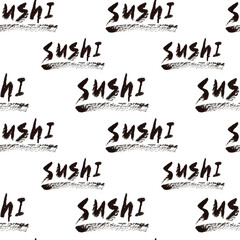 Sushi burger lettering pattern and isolated hand drawing ink