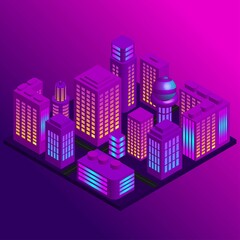 Isometric city purple