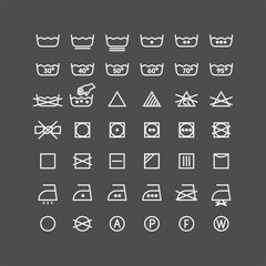 Laundry and ironing vector symbols. Machine wash flat vector icons