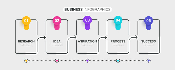 Thin line infographic template with 5 steps. Modern business concept infographics with options for brochure, diagram, workflow, timeline. Vector EPS 10