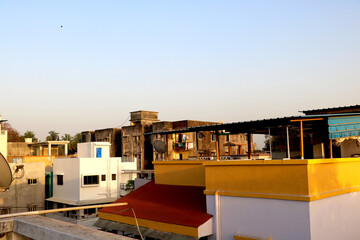  city view with small house and old apartment from top of terrace
