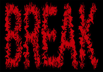 Descanso, pausa o rotura o rotura en texto rojo con imitación a papel rasgado sobre fondo negro