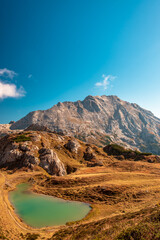 The Bordaglia lake in a colorful autumn day