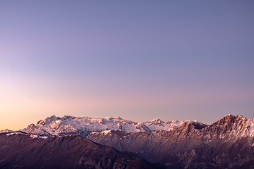Naklejka na ściany i meble Winter sunset in the Julian alps