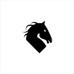 Silhouette Horse Stallion Vector Illustration Isolated on White Background Logo Design