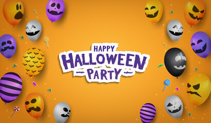 Happy Halloween with horror element can be use banner, poster, greeting card, invitation, party and celebration event